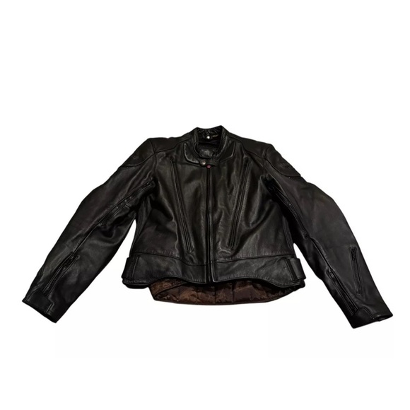 First Gear S Pilot Black Leather Jacket With Thermoliner Size 44 Motorcycle - Picture 1 of 14